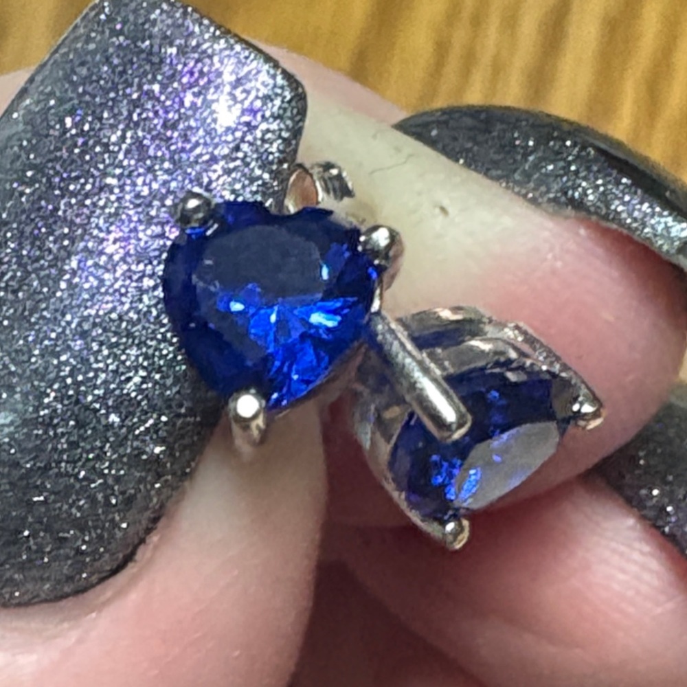 Heart-Shaped Blue Crystal Stud Earrings - Women Jewelry